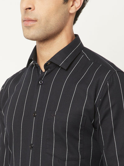   Navy Blue Shirt in Stripes 