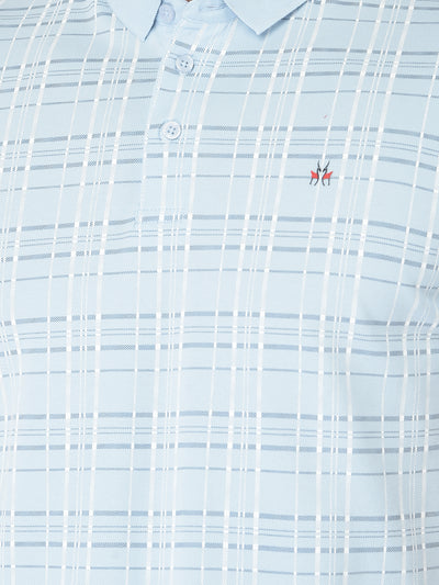 Blue Tartan Checked Polo T-Shirt - Men T-Shirts