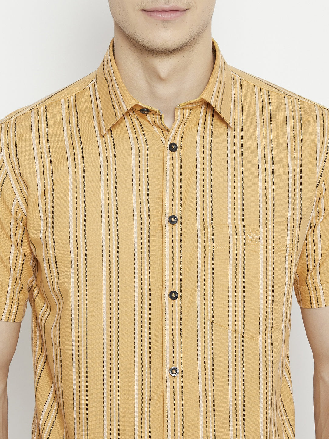 Yellow Striped Slim Fit shirt - Men Shirts