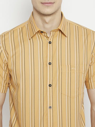 Yellow Striped Slim Fit shirt - Men Shirts
