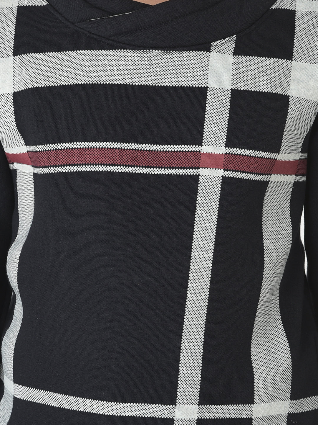  Navy Blue Grid Checked Sweatshirt 