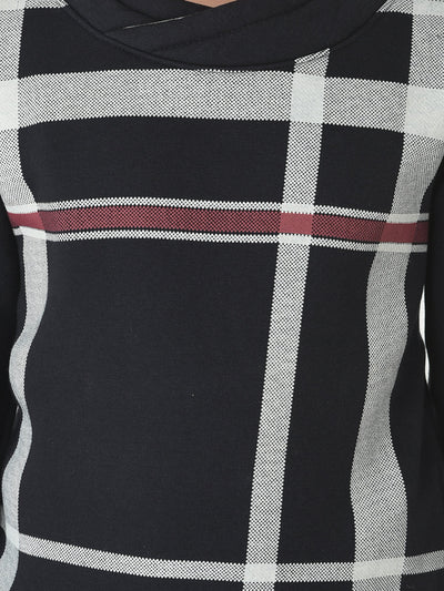  Navy Blue Grid Checked Sweatshirt 