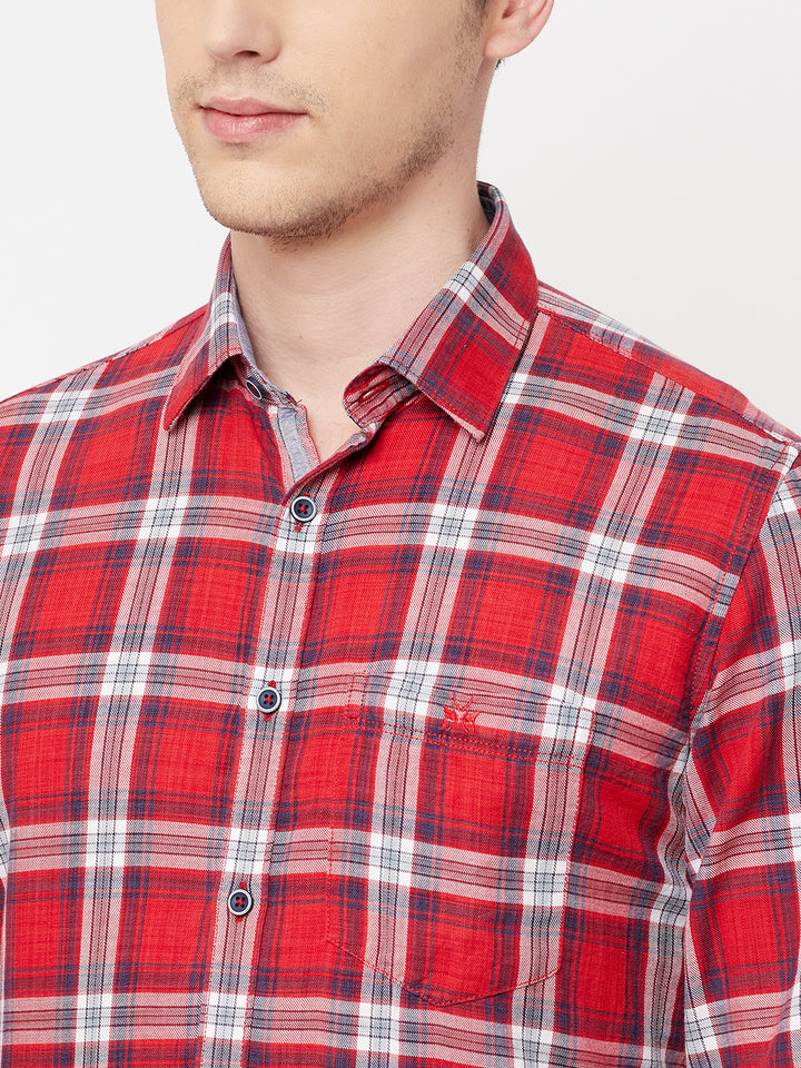 Red Checked Casual Shirt - Men Shirts
