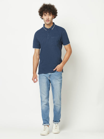  Blue Melange Polo T-Shirt