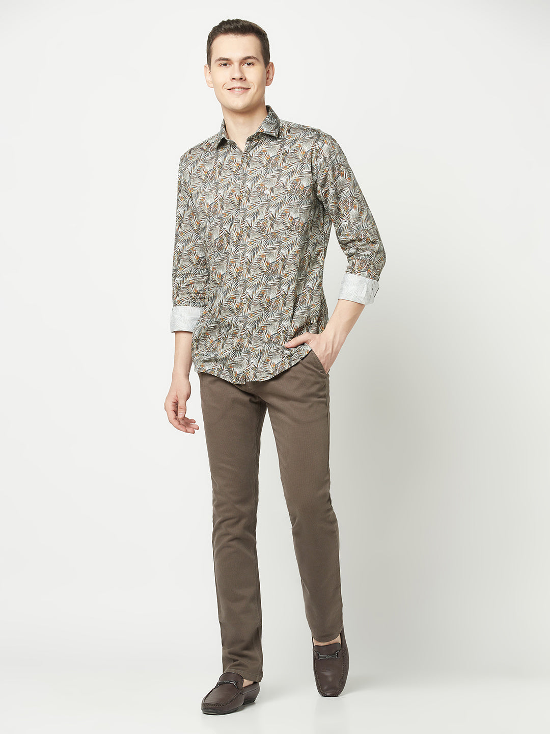  Brown Houndstooth Checked Trousers