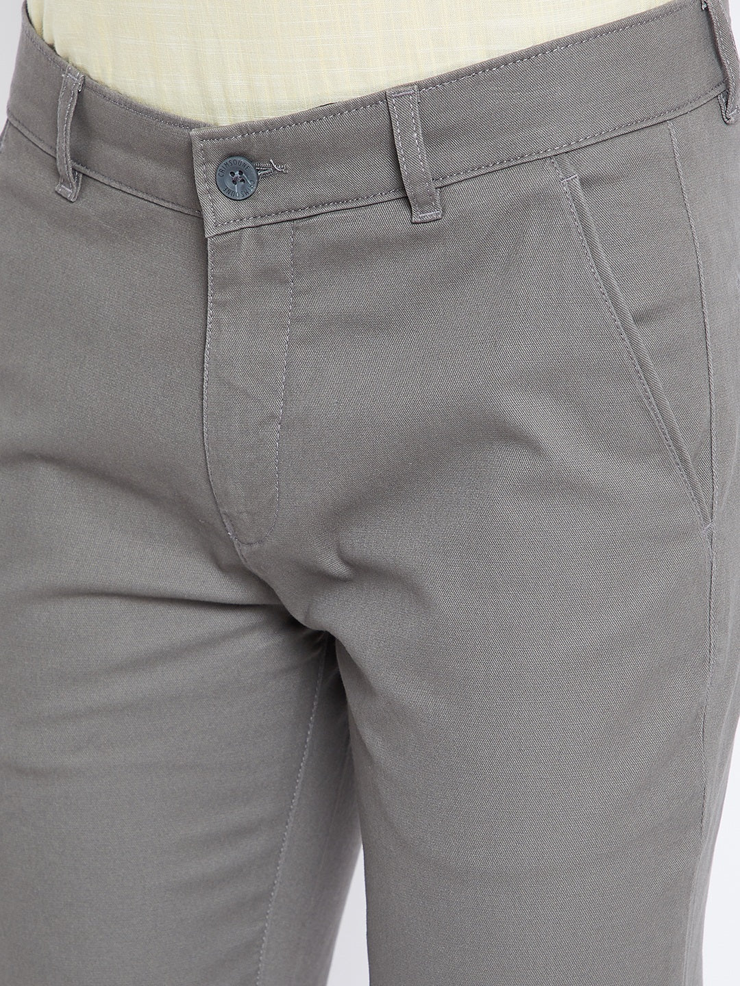 Grey Slim Fit Trousers - Men Trousers