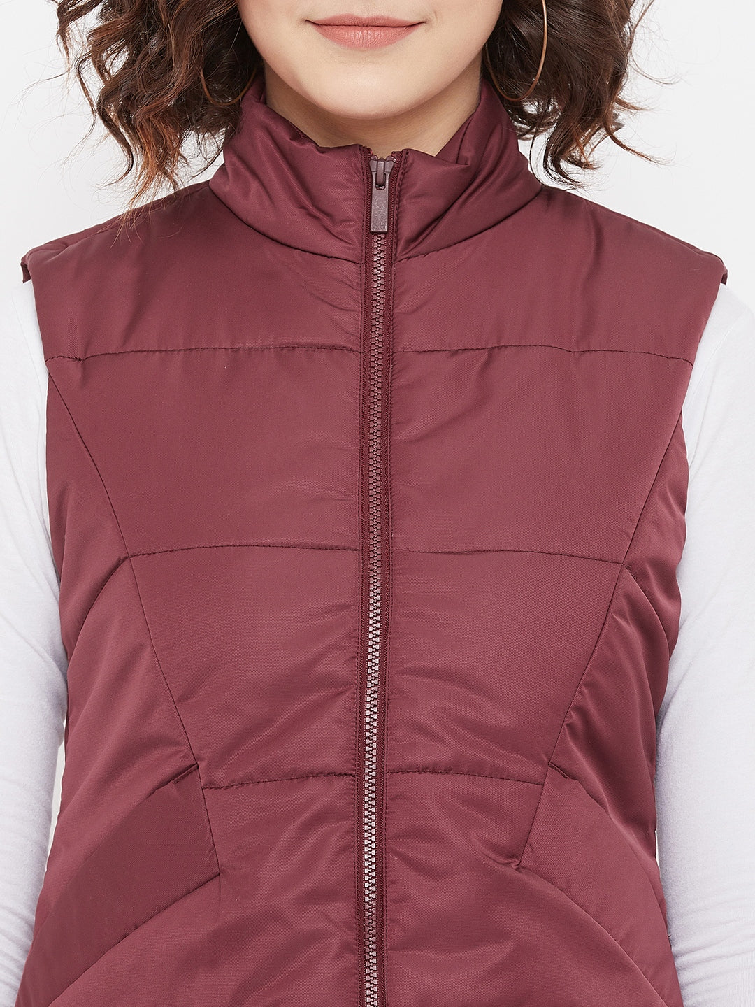 Maroon Padded Jacket - Women Jackets