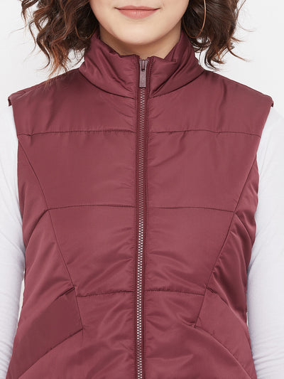 Maroon Padded Jacket - Women Jackets