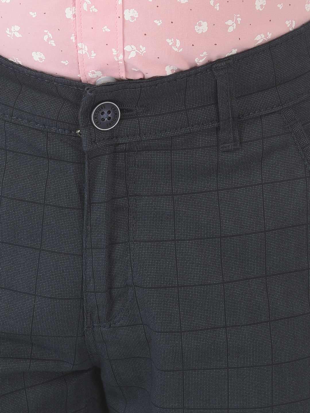 Navy Blue Checked Trousers - Boys Trousers
