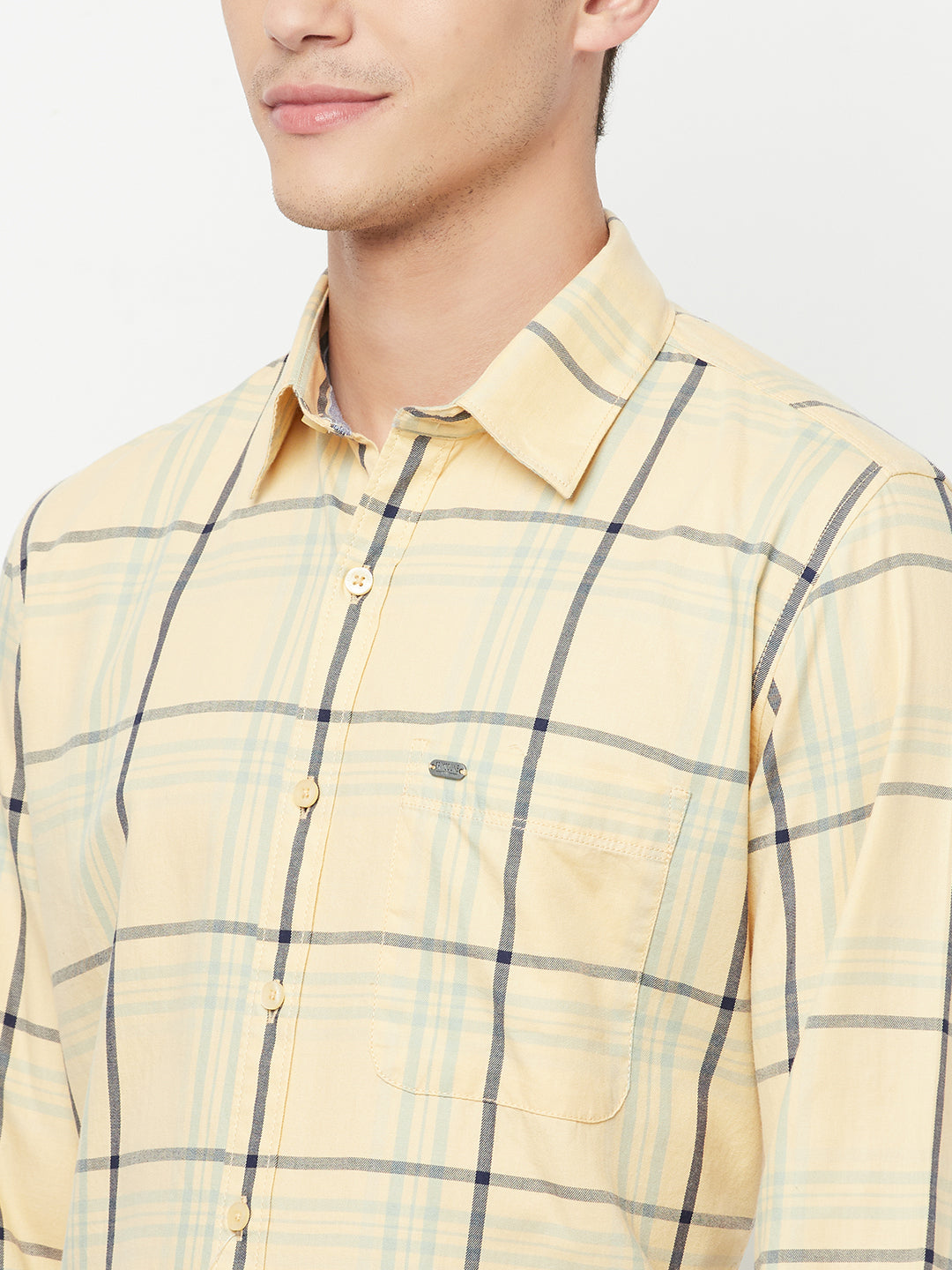 Yellow Checked Shirt - Men Shirts
