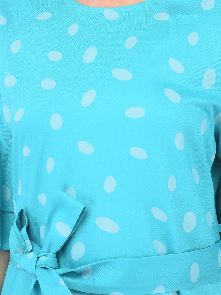 Blue Polka Dots Dress - Women Dresses
