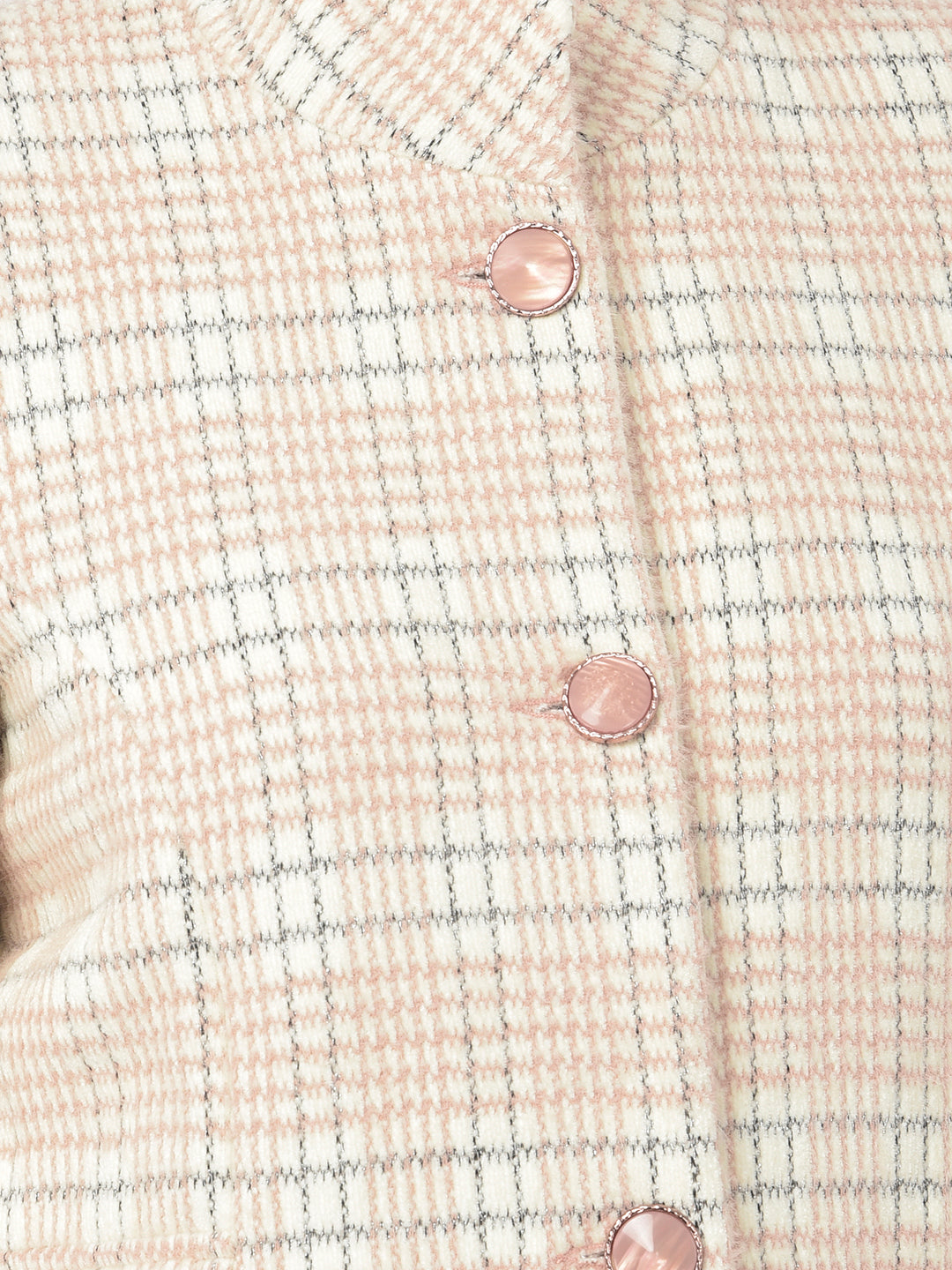 Women Pink Checked Longline Blazer-Women Blazer-Crimsoune Club