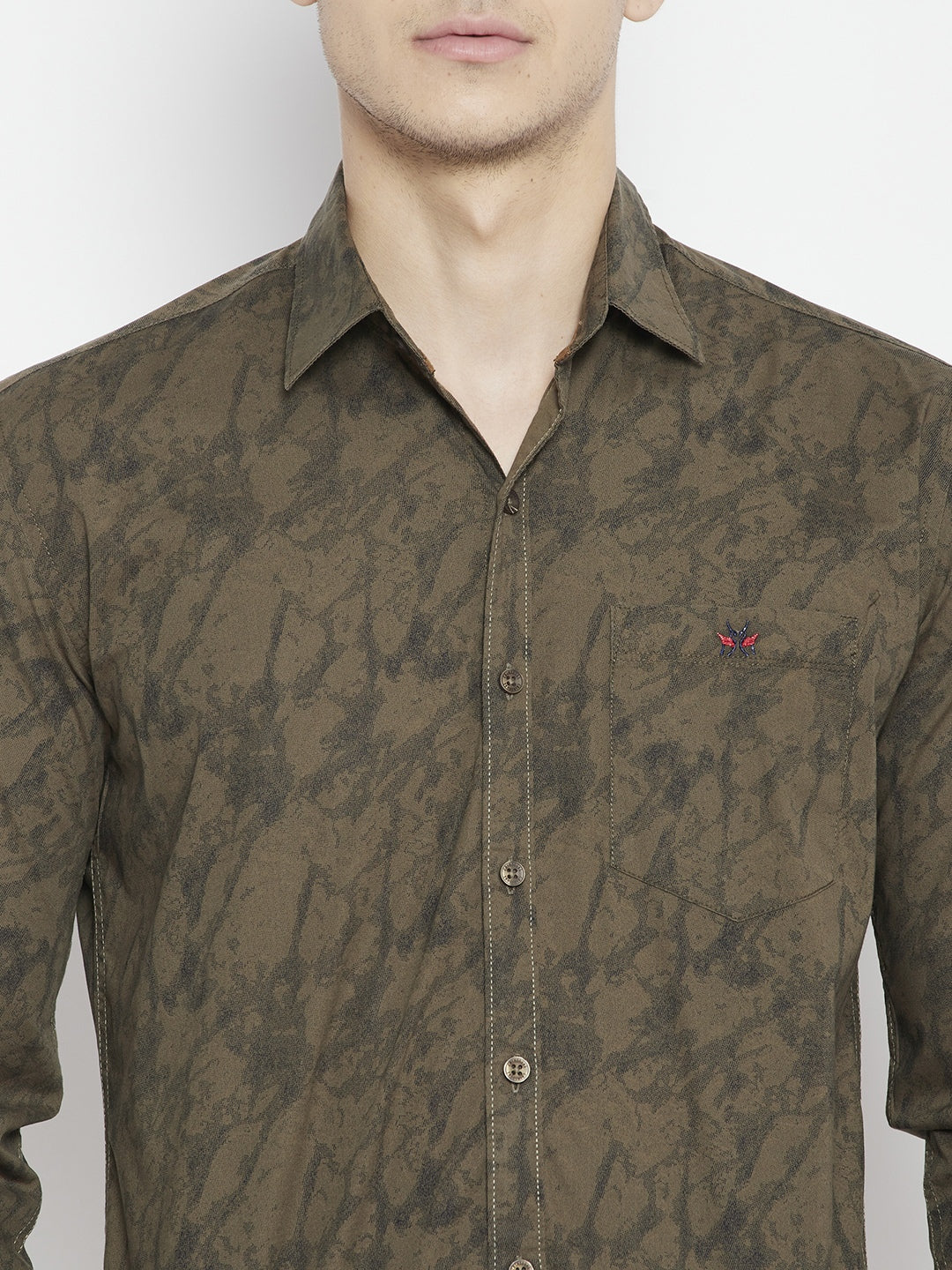 Brown Printed Slim Fit shirt - Men Shirts