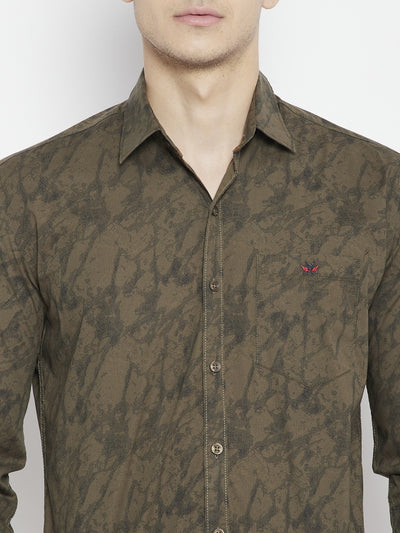 Brown Printed Slim Fit shirt - Men Shirts