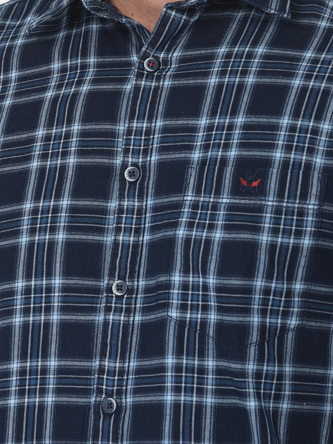 Navy Blue Tartan Checked Shirt - Men Shirts