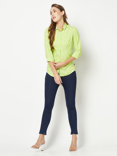  Light Green Polka-Dotted Shirt