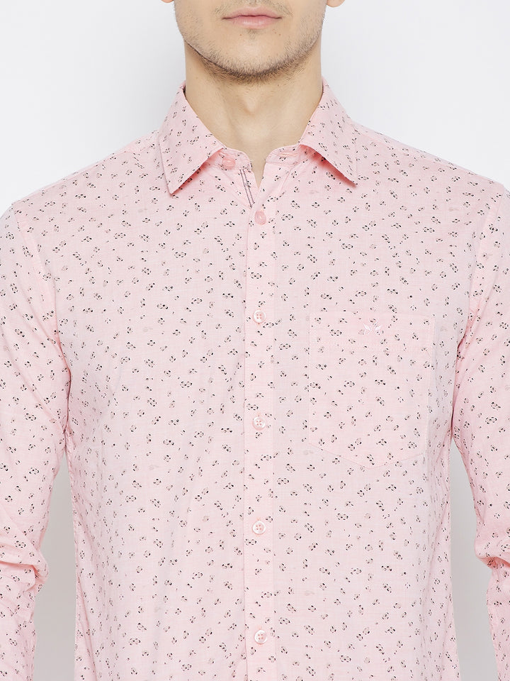 Pink Printed Slim Fit shirt - Men Shirts
