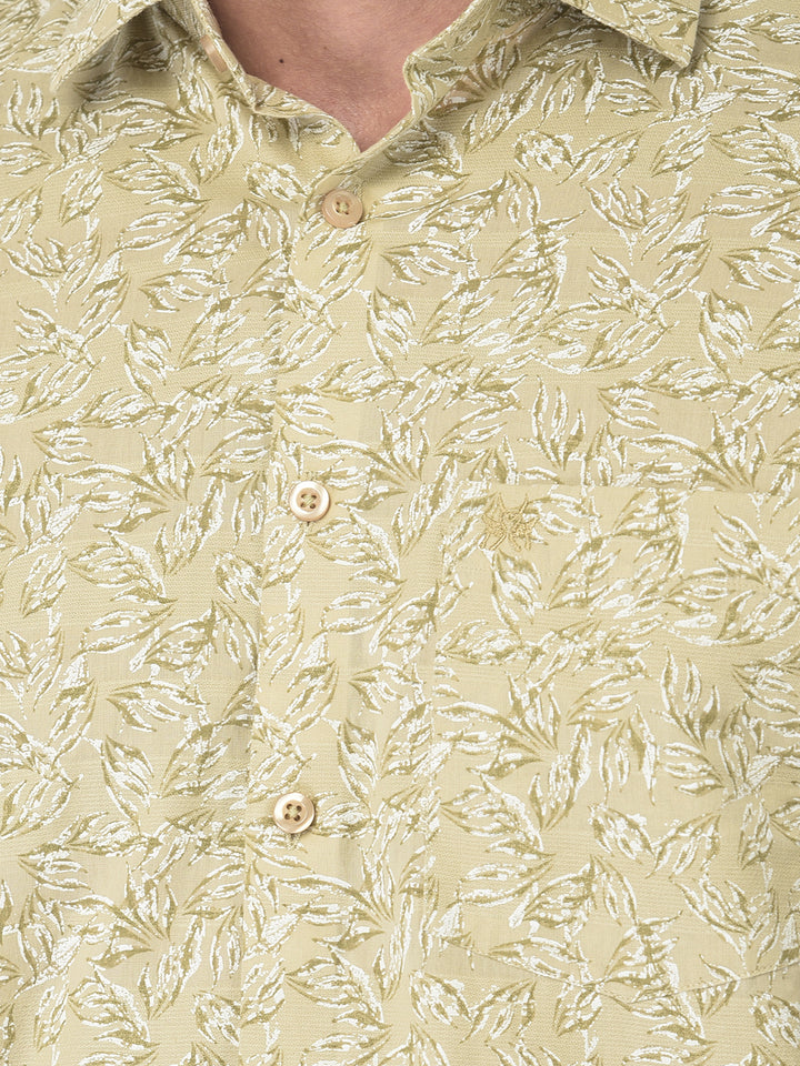 Beige Floral Shirt - Men Shirts