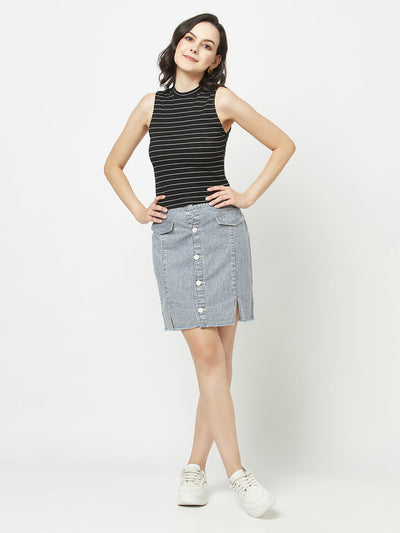  Striped Denim Skirt 