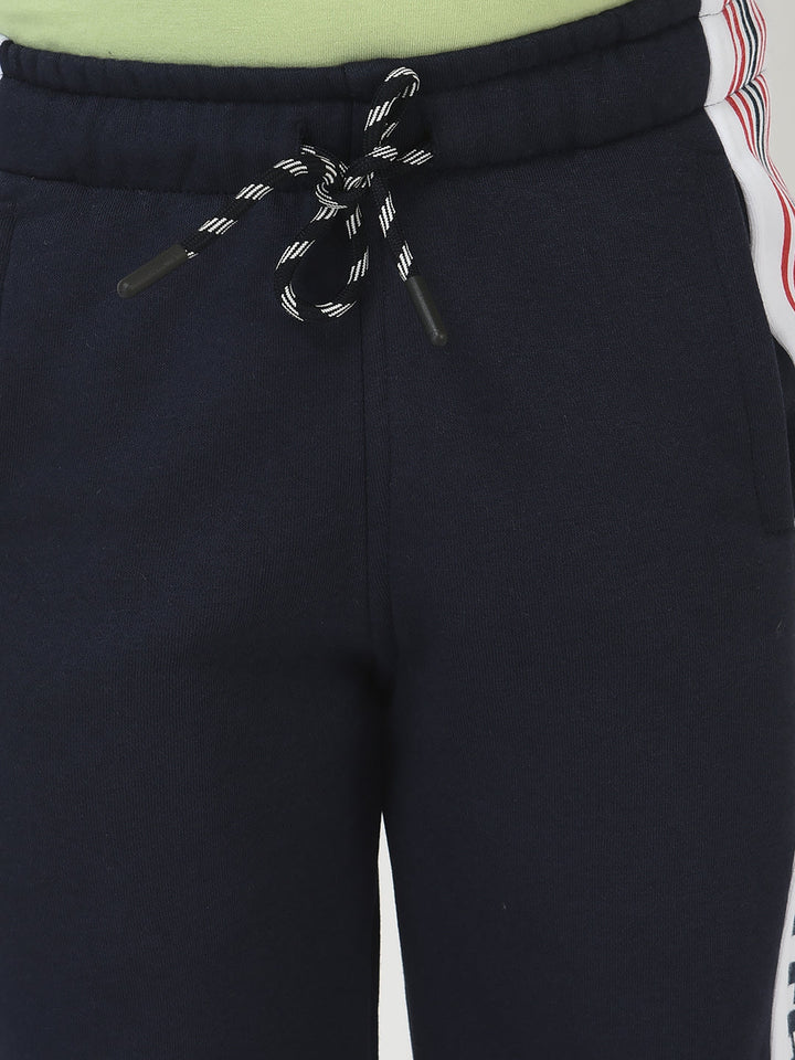 Navy Blue Joggers with Typographic Styling 