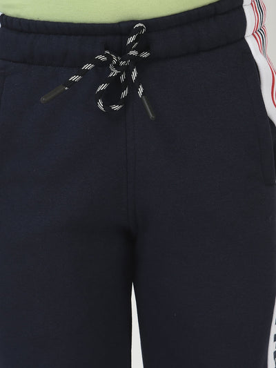 Navy Blue Joggers with Typographic Styling 