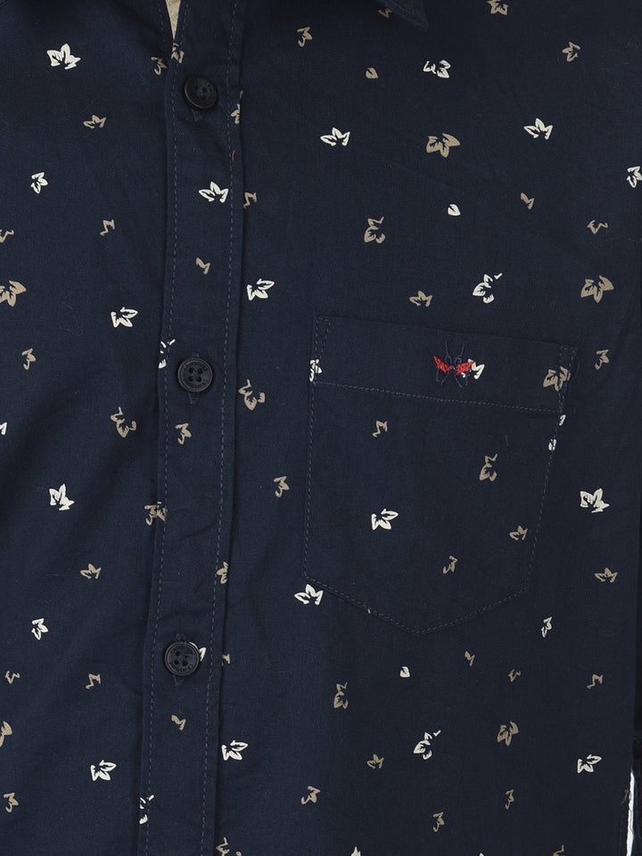 Navy Blue Floral Printed Shirt - Boys Shirts