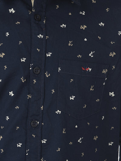 Navy Blue Floral Printed Shirt - Boys Shirts