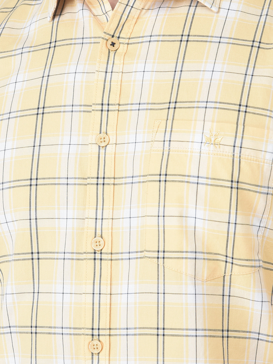  Light Orange Short-Sleeved Checked Shirt