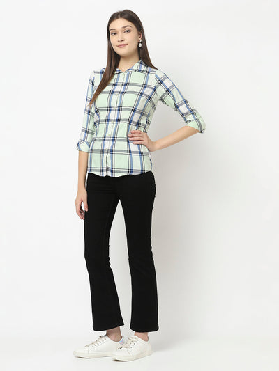 Mint Green Shirt with Tartan Checks