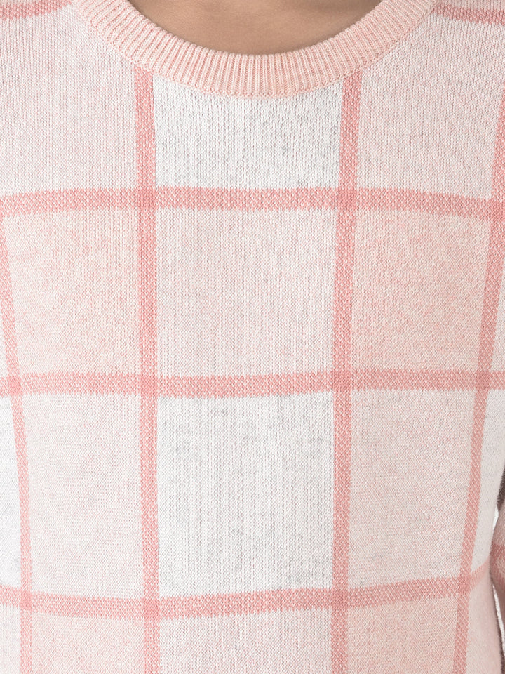  Pink Graph Checked Sweater
