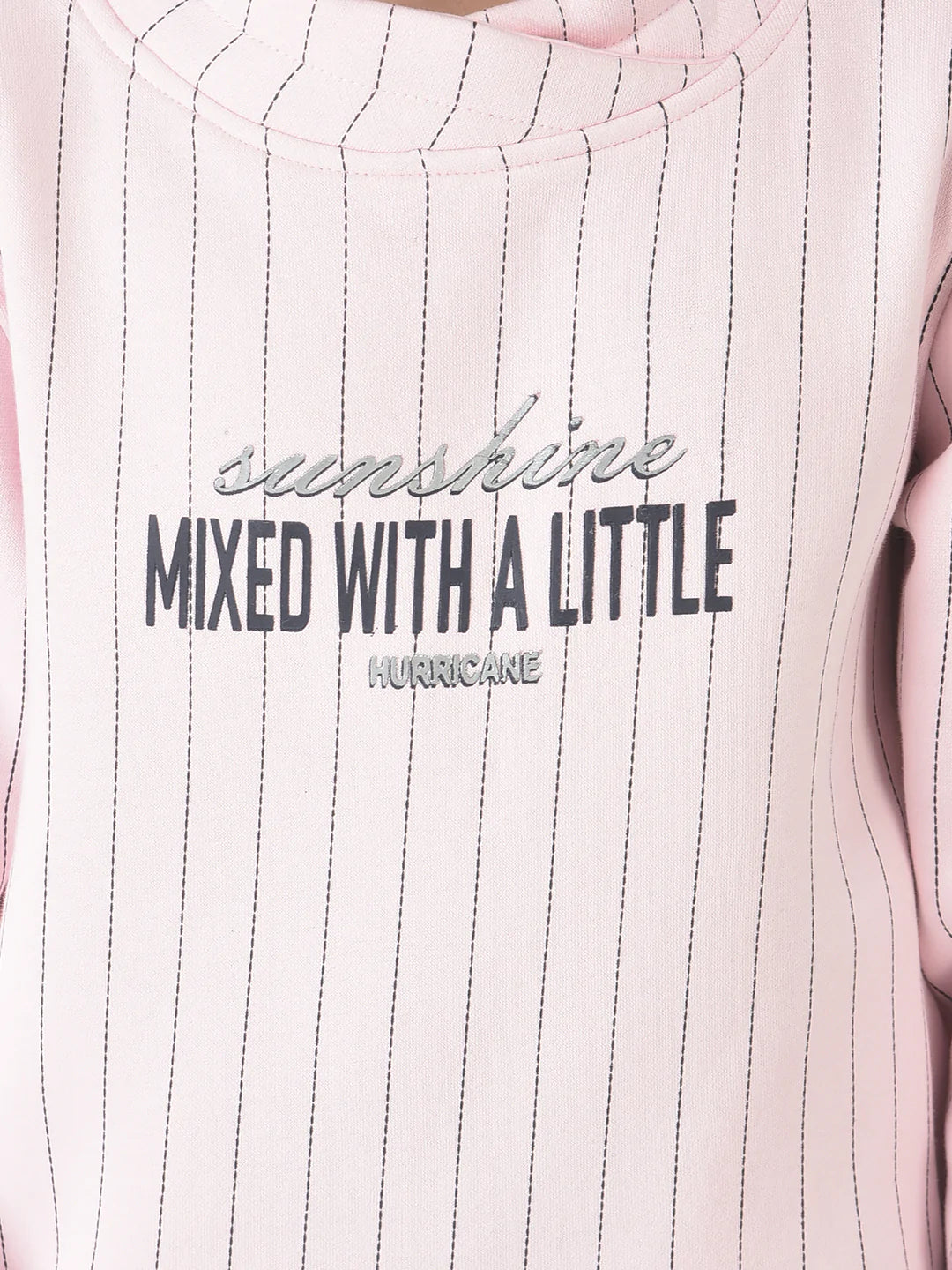  Pink Striped Cowl Sweatshirt