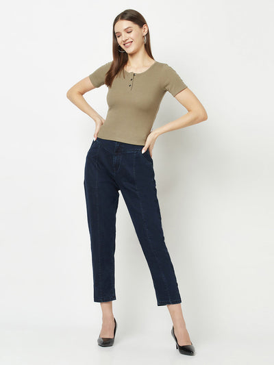 Blue High-Waisted Culottes 