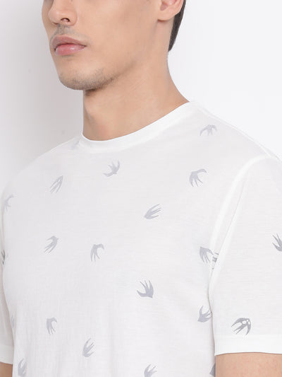 White Printed T-shirt - Men T-Shirts