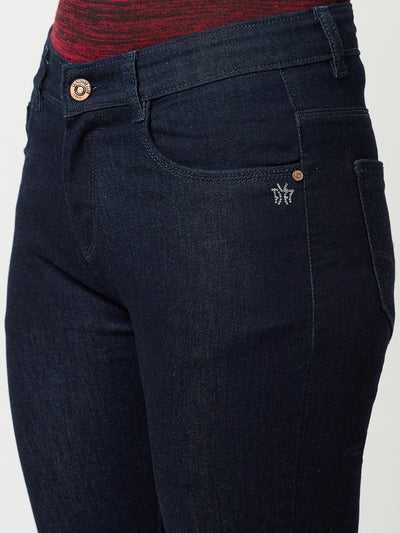 Navy Blue Super Skinny Jeans-Women Jeans-Crimsoune Club