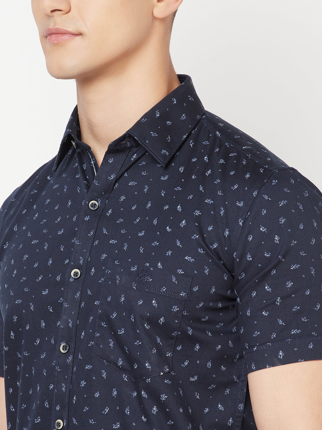 Navy Blue Floral Shirt - Men Shirts