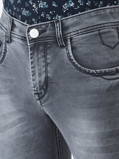 Lightly Faded Grey Denims - Men Jeans