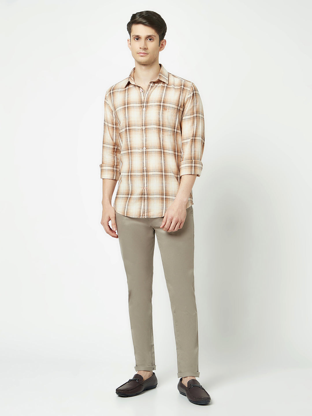  Brown-Toned Checkered Shirt