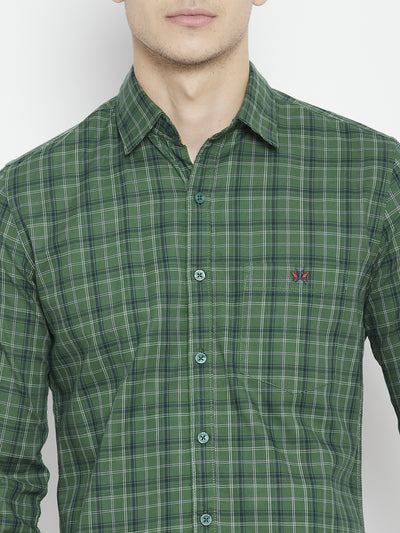 Green Checked Slim Fit shirt - Men Shirts