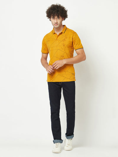  Mustard Abstract Polo T-Shirt