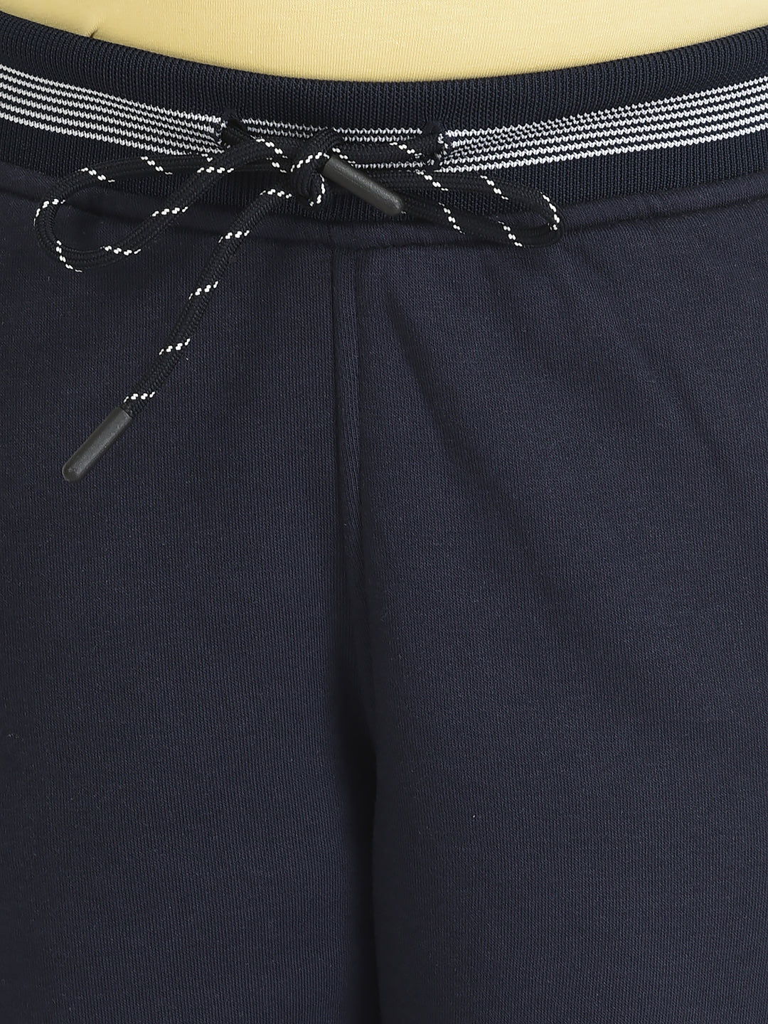 Navy Blue Track Pants with Typographic Detailing 