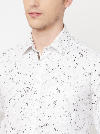 White Floral Shirt - Men Shirts