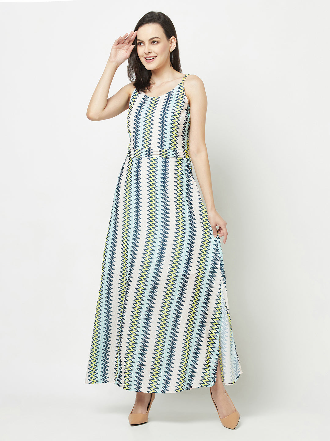  Geometric Print Maxi Dress