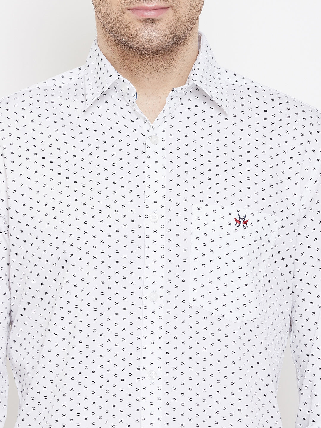 White Printed Button up Shirt - Men Shirts