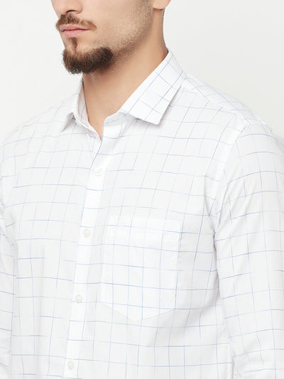White Checked Casual Shirt - Men Shirts