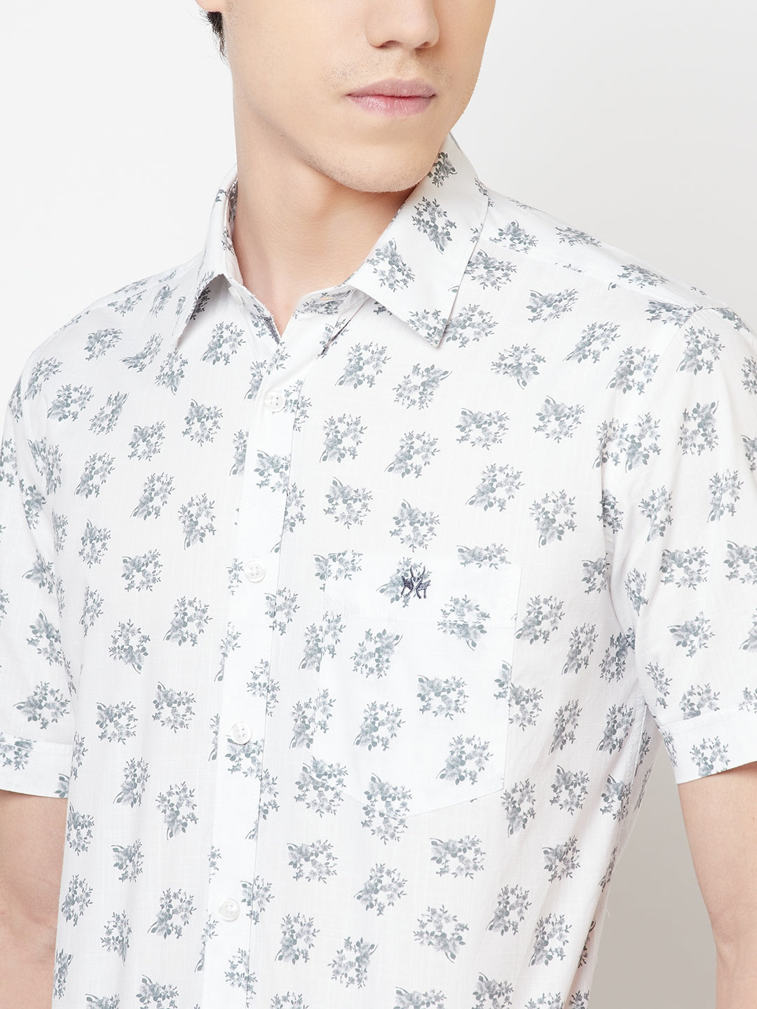 White Floral Shirt - Men Shirts