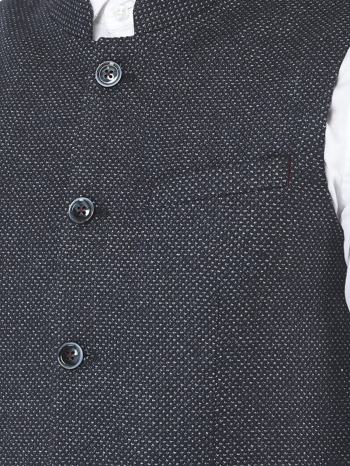  Blue Textured Waistcoat