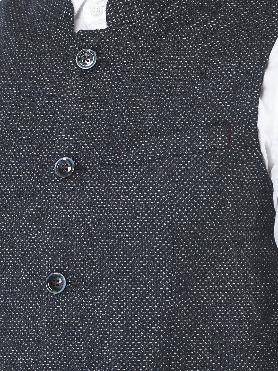  Blue Textured Waistcoat