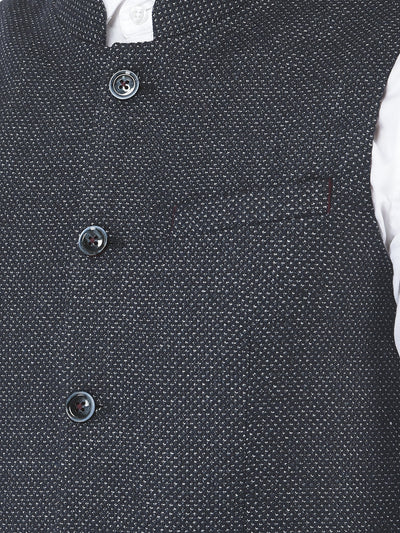  Blue Textured Waistcoat