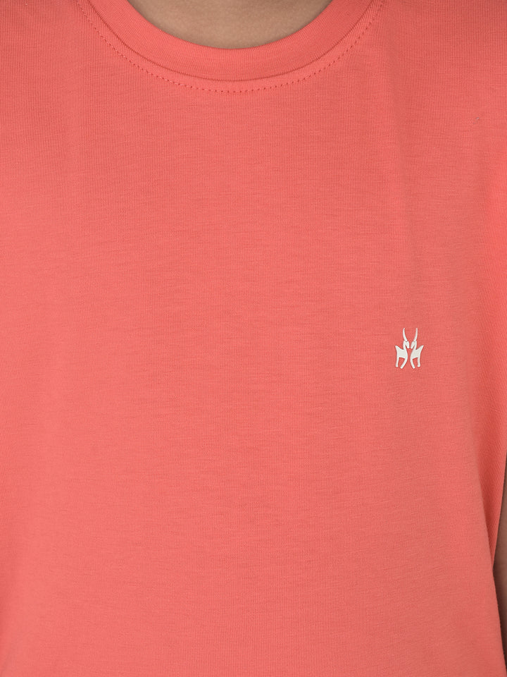 Coral Pink Round Neck T-Shirt - Girls T-Shirts