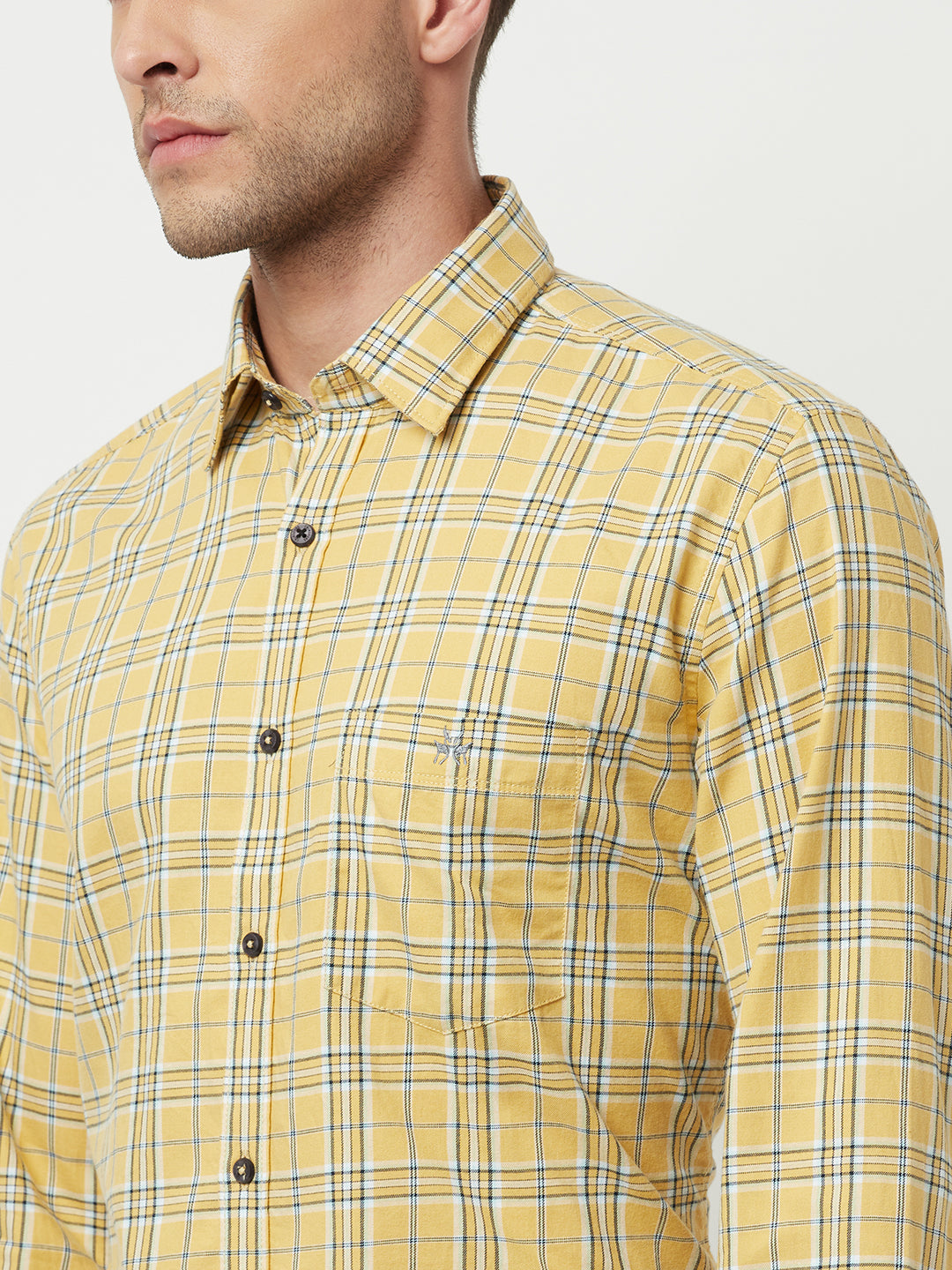 Yellow Tartan Checked Shirt-Men Shirts-Crimsoune Club